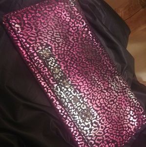 Betsey Johnson Fushia/silver iridescent clutch